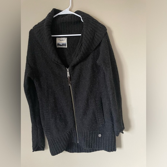 TNA Aritzia Shawl Collar Telluride Size XS Wool Zip Cargdigan Sweater NWOT - Picture 4 of 4